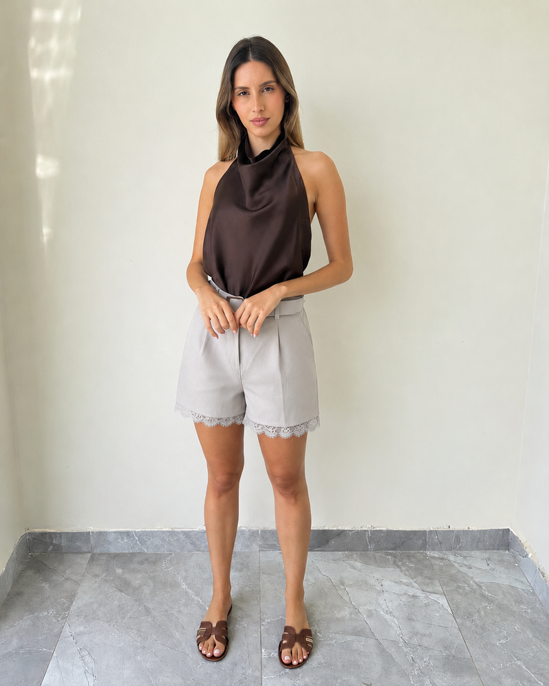 Lace Detail Tailored Shorts
