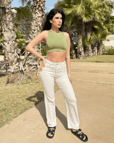 Off White Straight Cut Denim Jeans