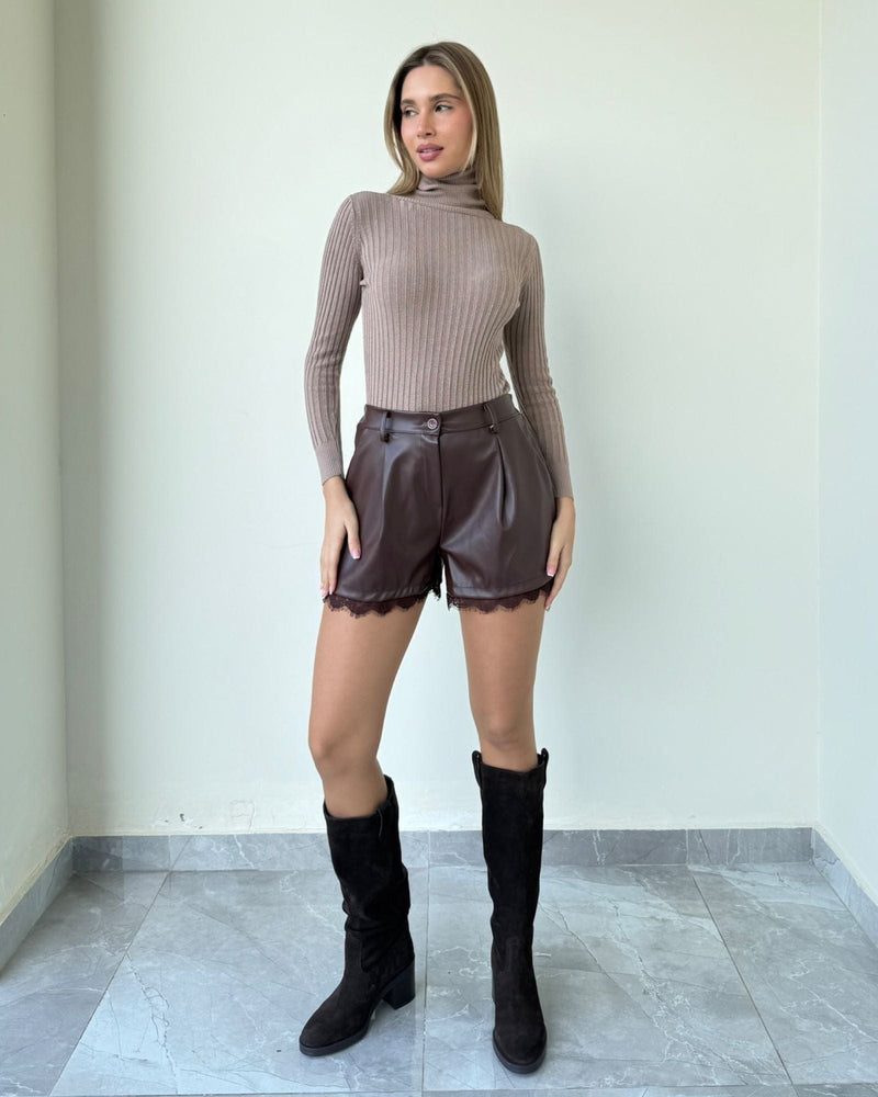 Gia Leather Lace Shorts