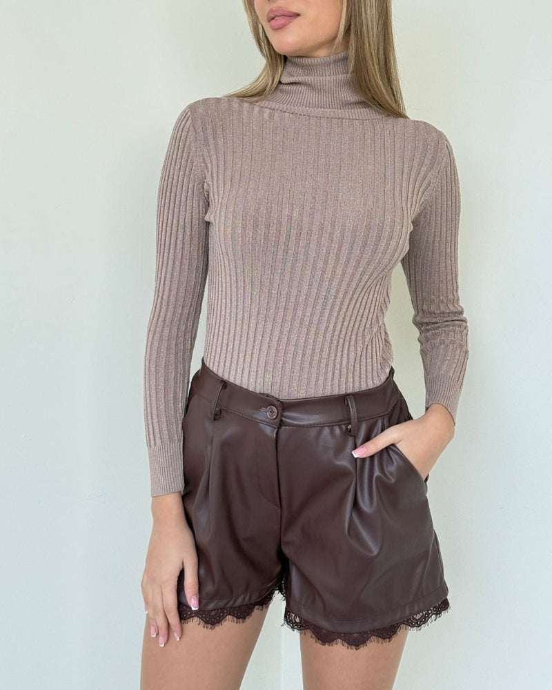 Gia Leather Lace Shorts